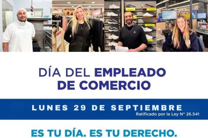 El Día del Empleado de Comercio se trasladará al lunes 29 de septiembre