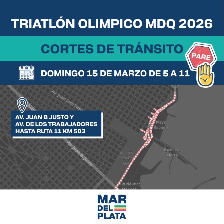 El Municipio despliega un operativo de tránsito por el Triatlón Olímpico MDQ 2026